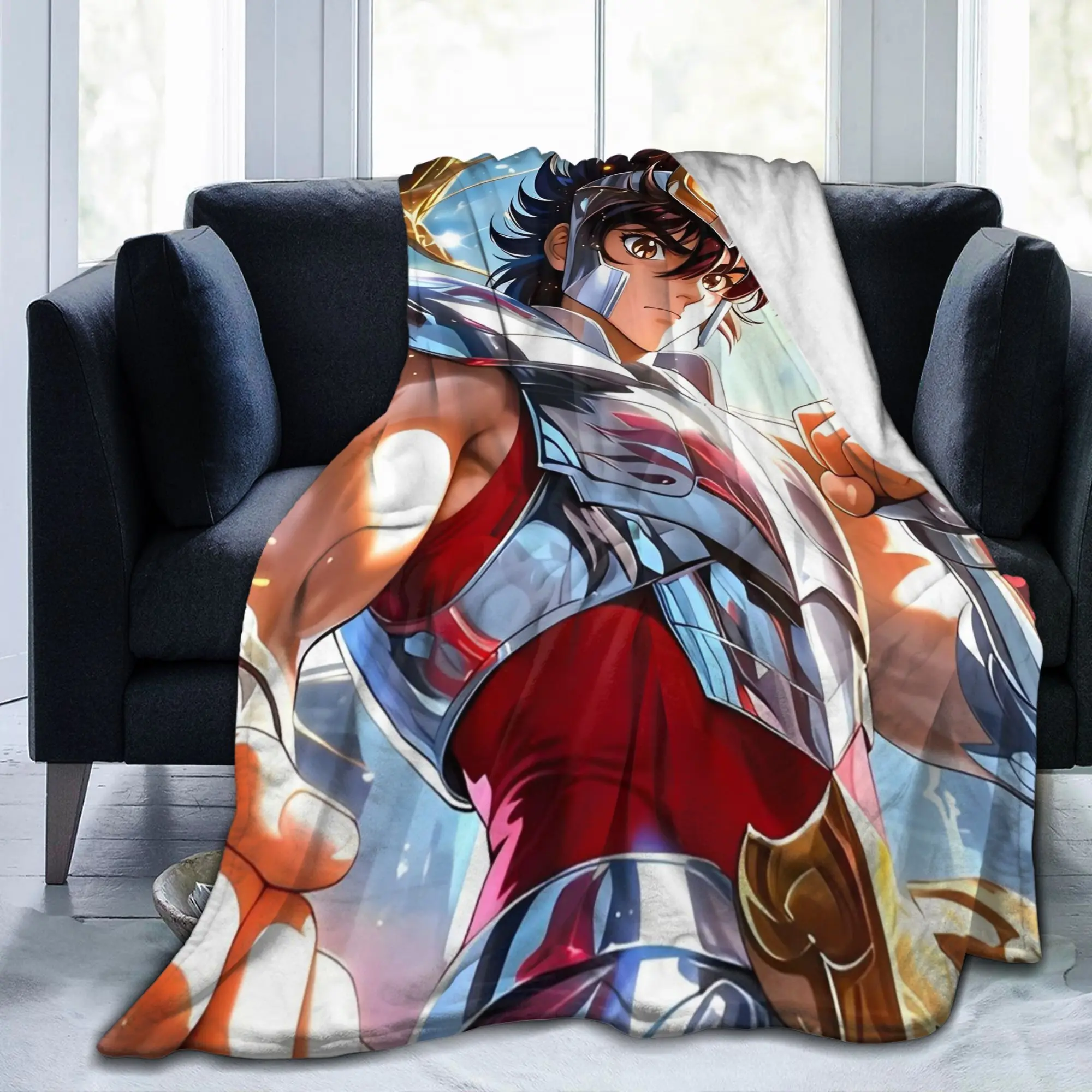 

Одеяло в стиле аниме Saint Seiya, нечеткие потрясающее дышащее одеяло для украшения домашнего ресторана