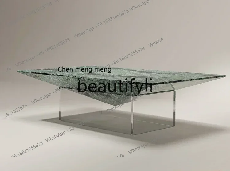 A182 Italian Bulgari marble suspended coffee table living room home acrylimodern simple long coffee table