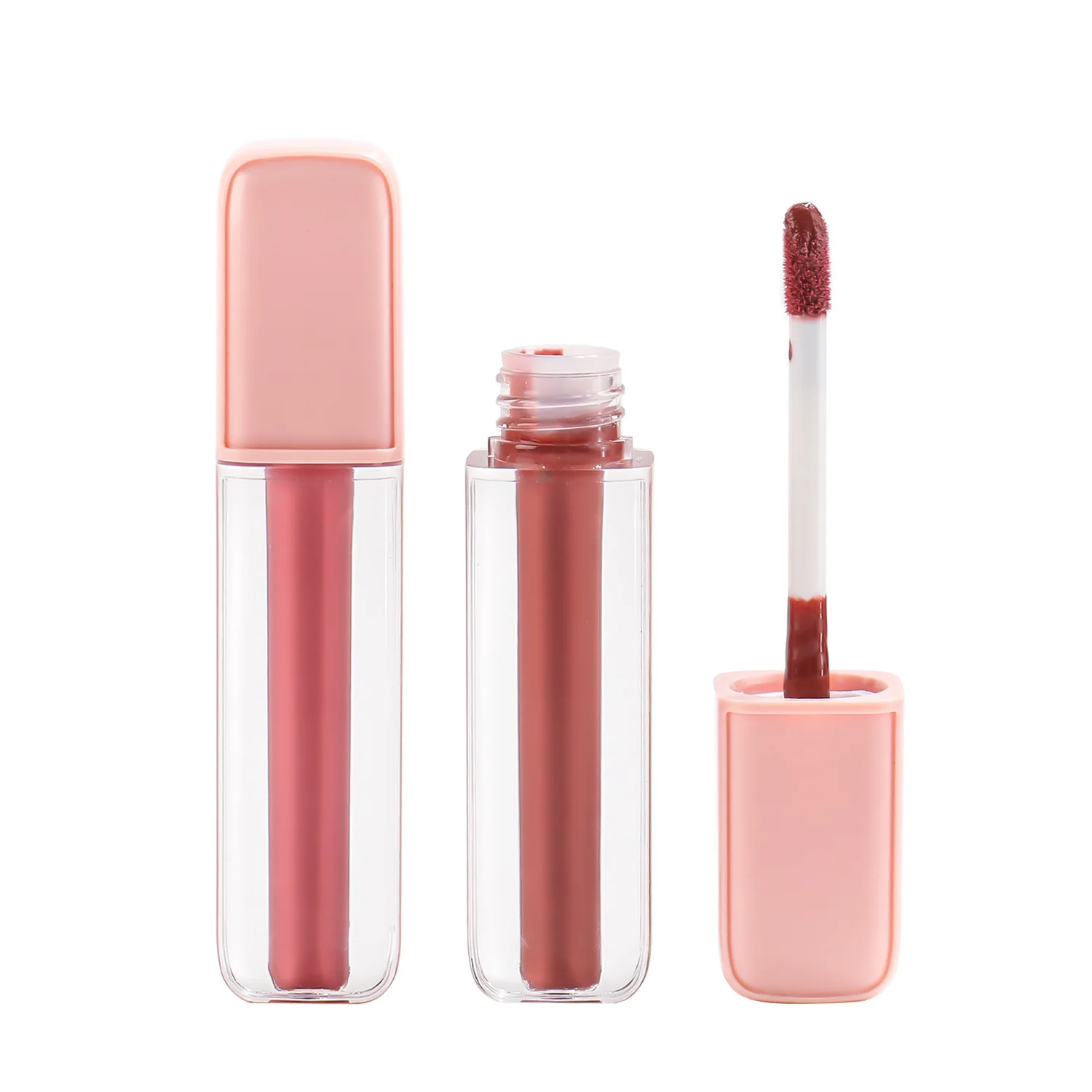 DIY Lipgloss Private Label Vegan Clear Matte Glossy Shiny Vegan Lipstick Cute Pink Luxury Lip Gloss Wholesale 10pcs