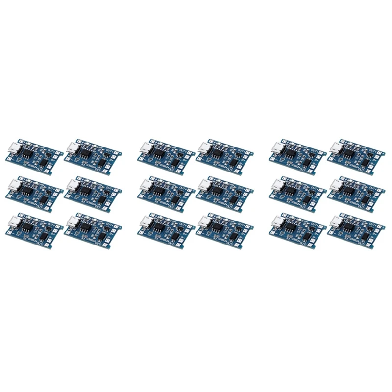 ABFT-18PCS For TP4056 Charging Module With Battery Protection 18650 BMS 5V Micro-USB 1A Charge Board For 18650