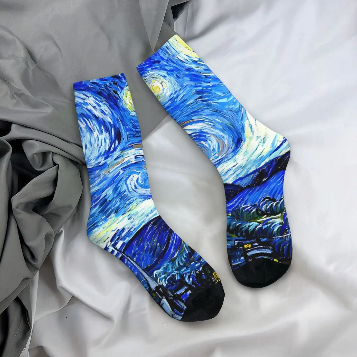 Hip Hop Vintage Starry Night Crazy Men's Socks Unisex Van Gogh Street Style Pattern Printed Novelty Happy Crew Sock Boys Gift