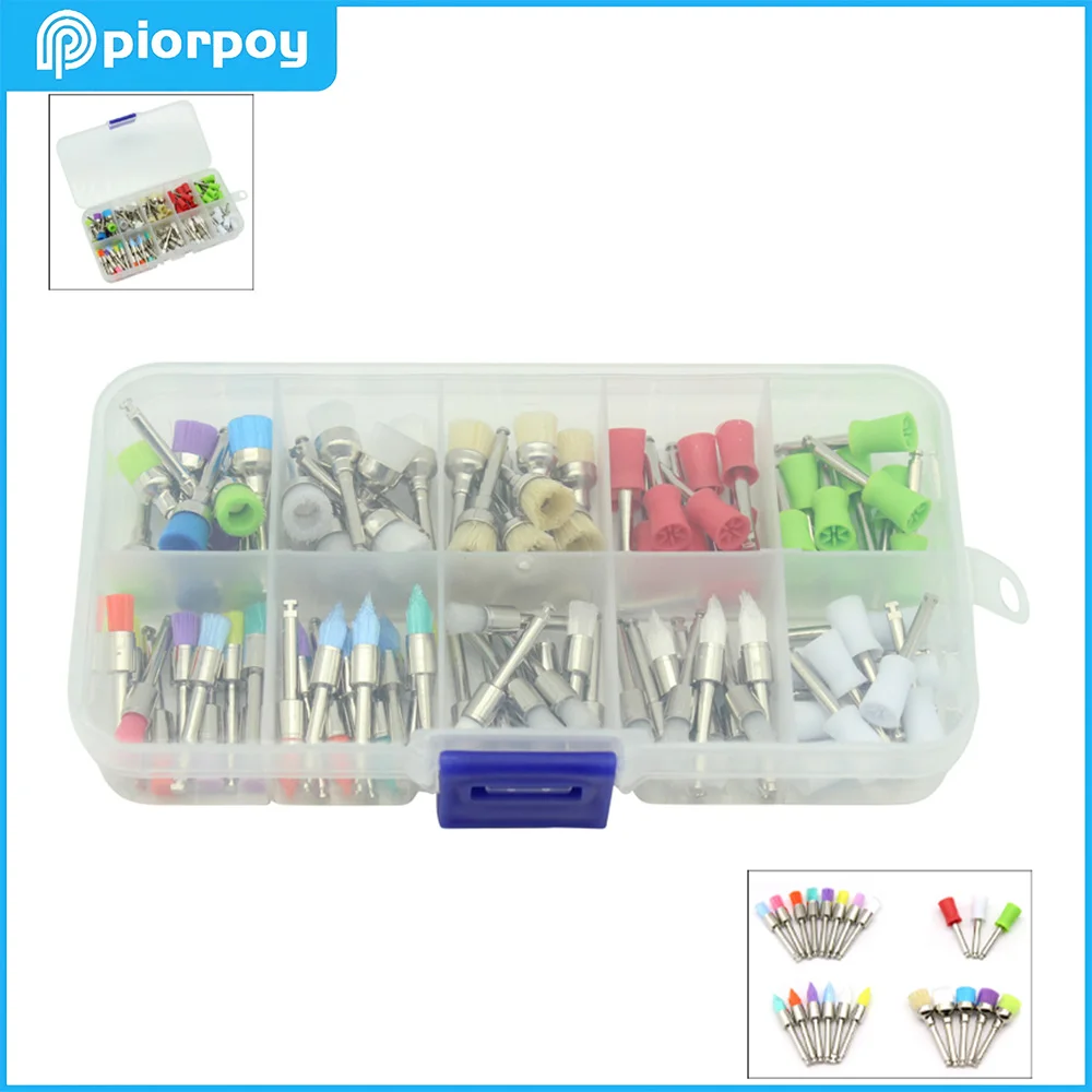 PIORPOY 100Pcs/Box Dental Prophy Brushes Colour White Nylon Polishing Brush Tapered Prophy Cup Prophylaxis Brushes Dentistry
