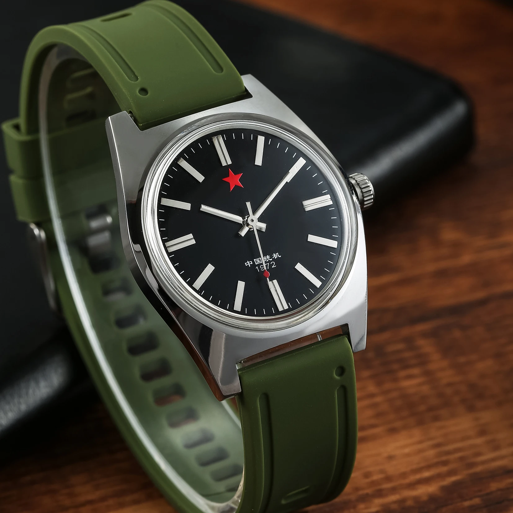 Herren Vintage Mechanische Uhr mit Handaufzugswerk 7120 3D Acrylglas Retro Klassische Uhr für Männer