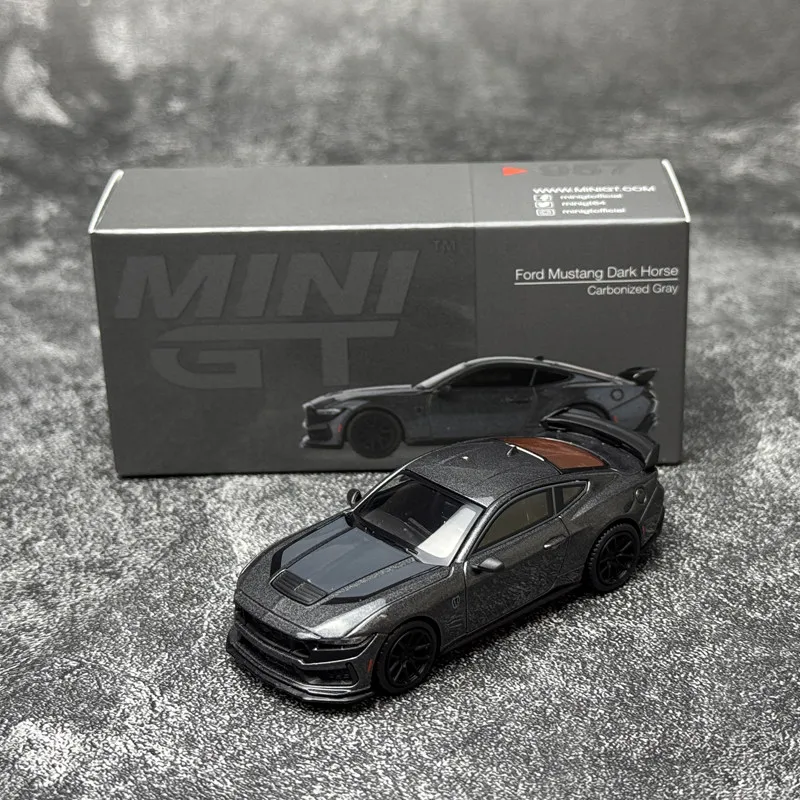 

MINIGT 1:64 Ford Mustang Dark Horse 2024 Carbonized Gray MGT00957-CH, литая металлическая модель автомобиля из сплава для детей