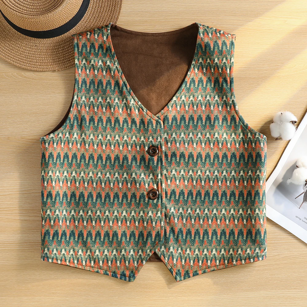 Versatile Short Women's Vest Premium Quality Two-Sided Wear Spring Autumn New Style Ladies Fashionable Button up Top