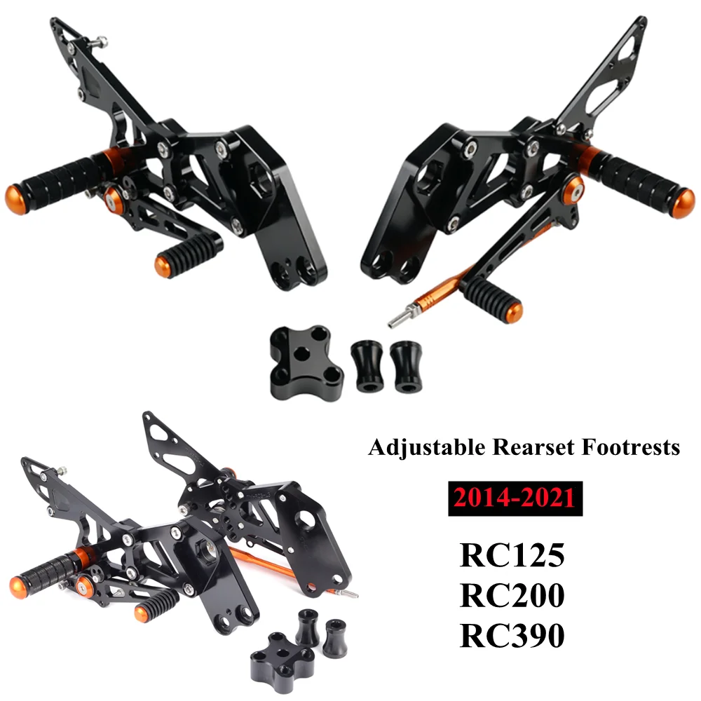 Motorcycle Adjustable Rearset Footrests Foot Pegs Rear Set For KTM RC125 RC200 RC390 RC 125 200 390 2014 2015 2016 - 2021 2020