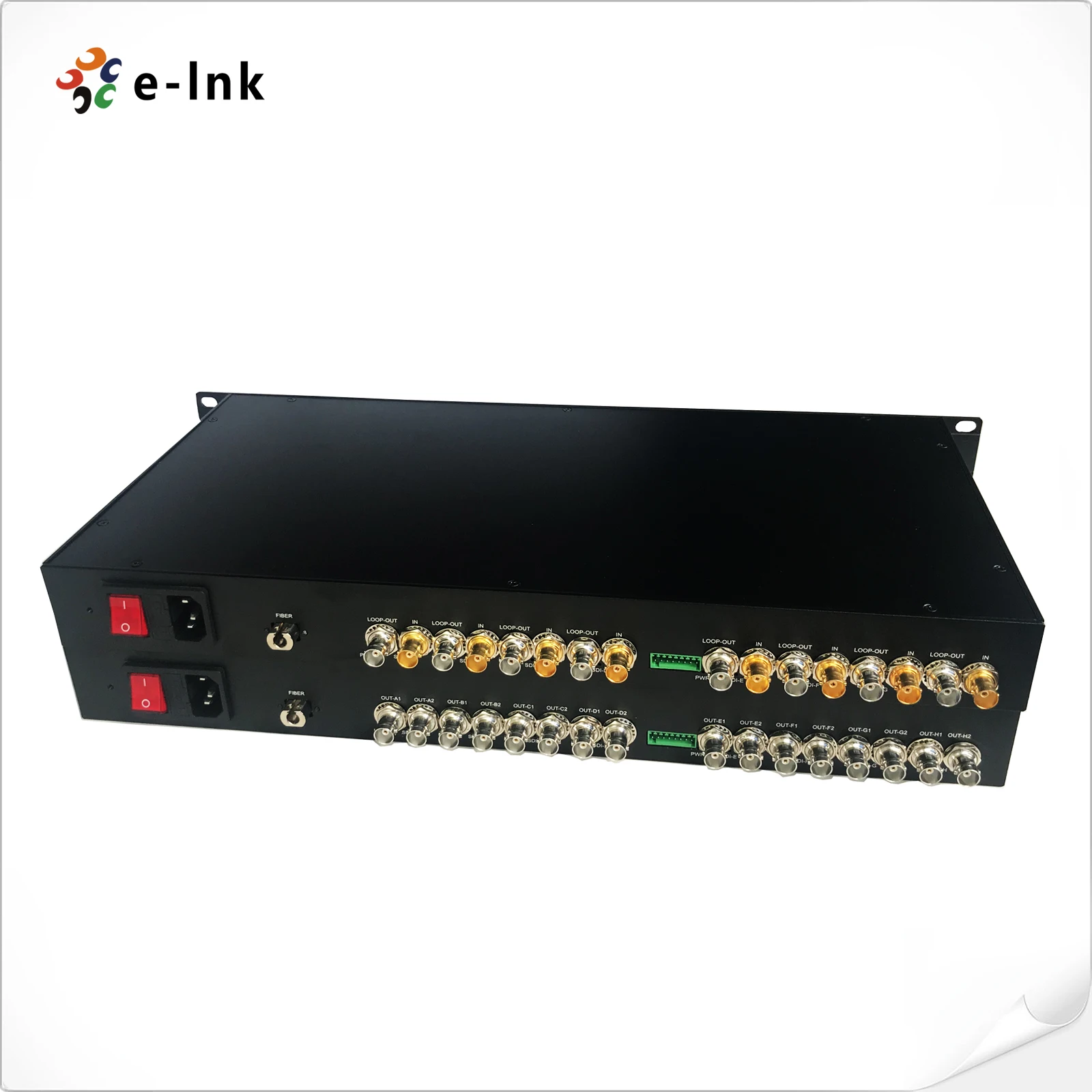 19 "1U 8Ch 3G-SDI Fiber Extender 1080P Sdi Video Fiber Converter Met Loop-Out, RS485 Reverse Data/Forward Audio Optioneel