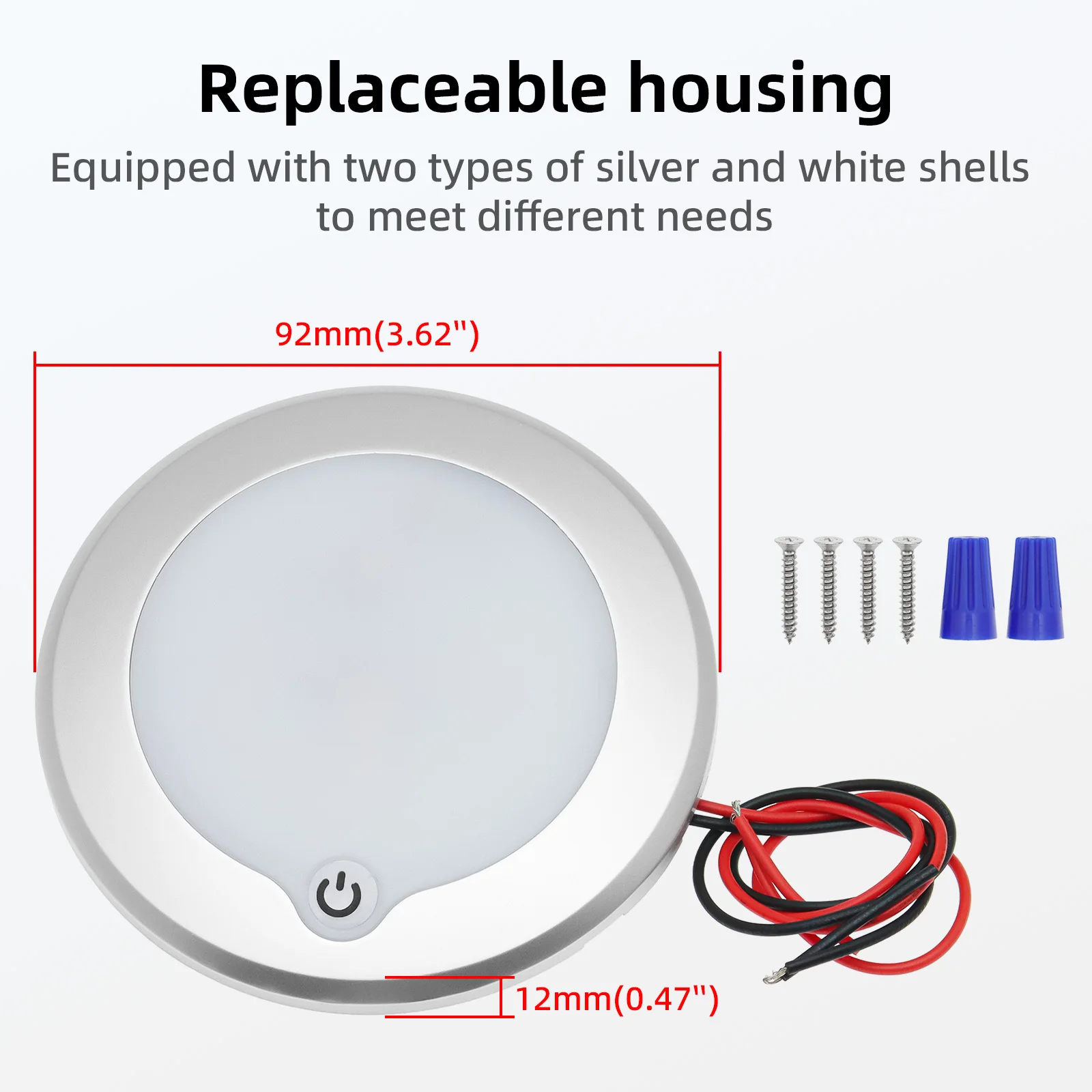 

White Light 12V24V Ceiling Light Indoor Dimmable LED Light Ultra-thin 3W RV Ceiled Dome Lamp Adjustable Brightness Switch Boat