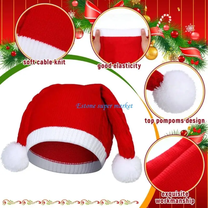 090B Thin Pliable Infant Hat Double Pompoms Flexible Acrylic Winter Addition