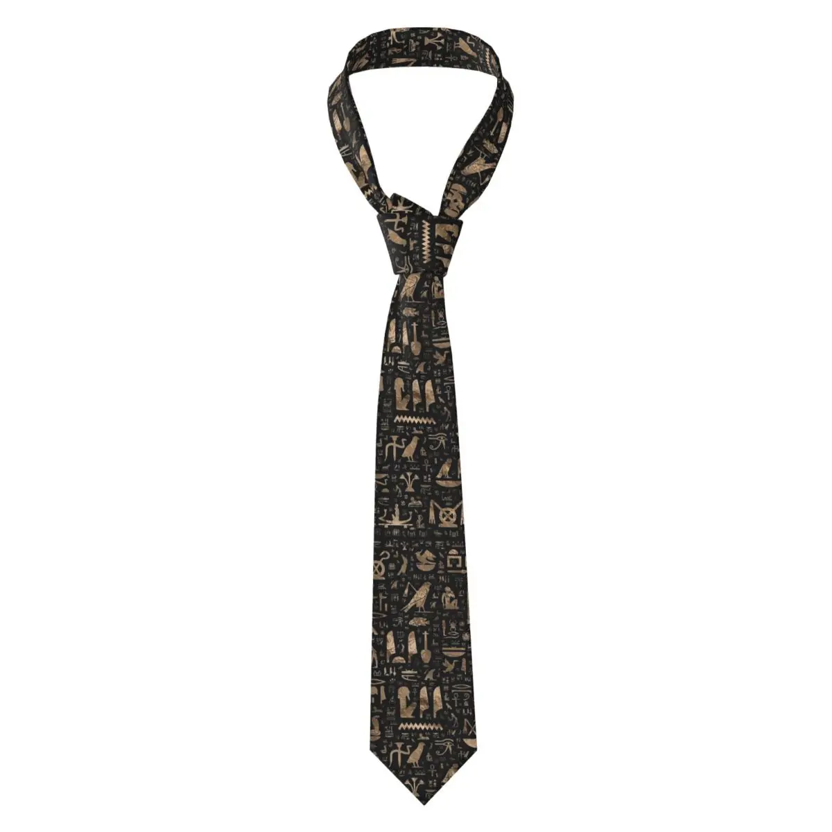 Ancient Egyptian Hieroglyphs Necktie for Men Silk Polyester Slim Neck Ties Party Business Tie Classic Gravatas