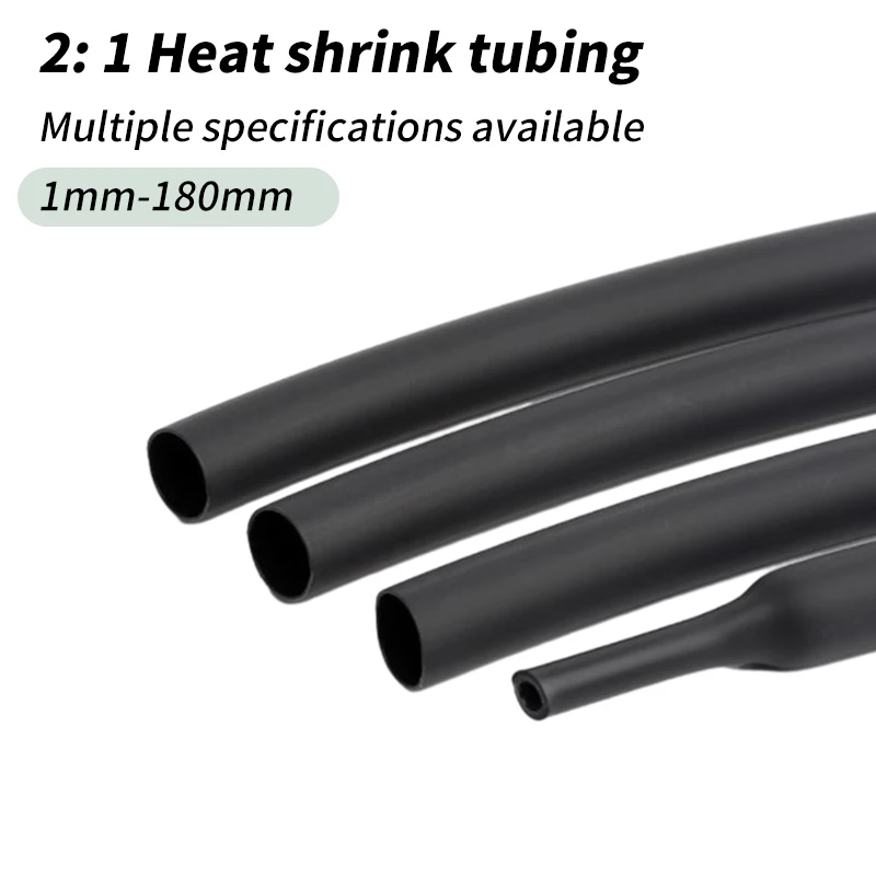 

Black Heat Shrink Tubing 2:1 ShrinkInsulation Sleeve for Wire Cable Connector Protection DIY Electronics Repair