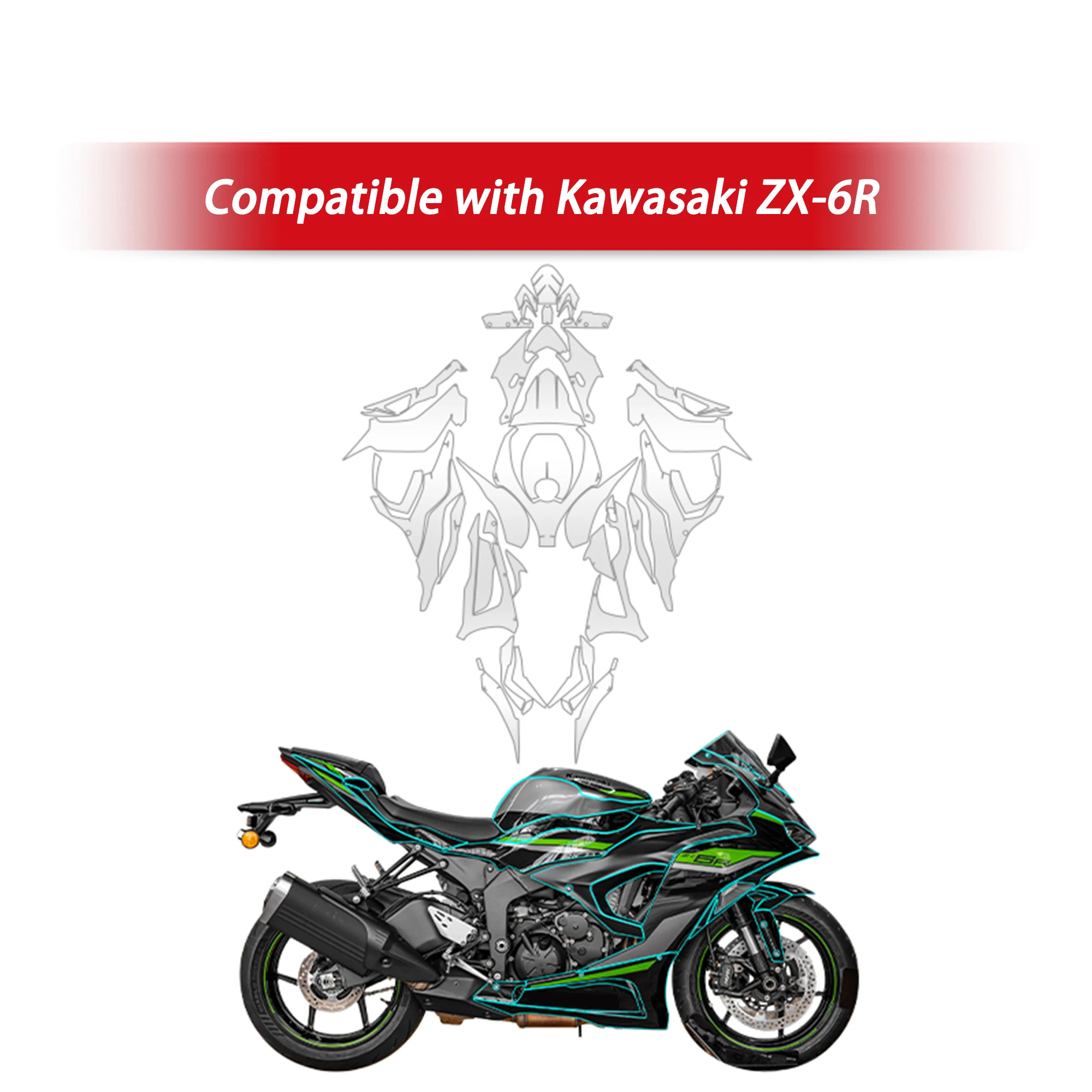 Compatible With 24 26 Kawasaki ZX-6R Motorcycle Invisible Car Wrap Scratch Resistant Self Healing Tank Body Sticker Accessories