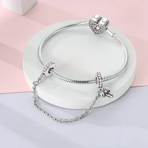 オリジナルの925スターリングシルバーチャームビーズ弓香水ボトルピンクの女性のためのファインディーバースデージュエリーギフト 8ベストセールスオパールパンドラチャーム-2