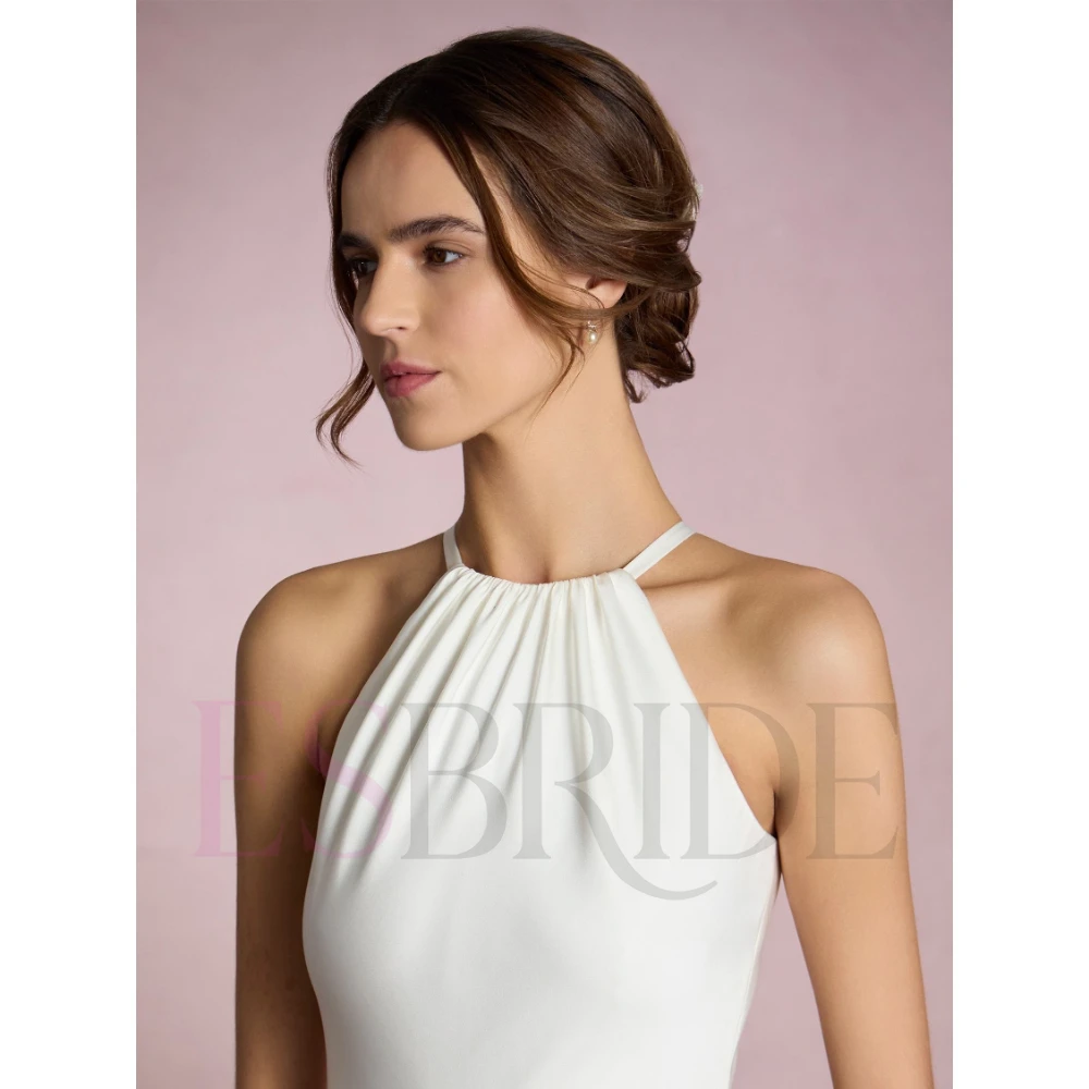 ESBRIDE Abiti da sposa eleganti per le spose Abito da sposa bianco in pizzo collo alto senza maniche abiti da festa formali Vestido Marriee