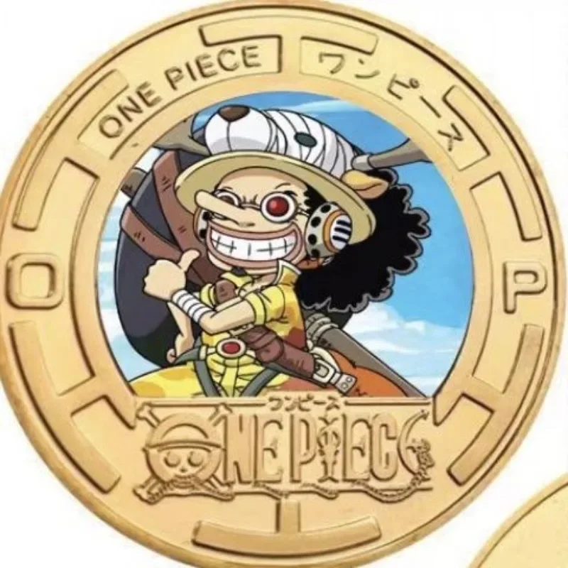 5pcs/set Bandai One Piece Luffy Zoro Chopper Anime Character Metal Commemorative Coin Commemorative Medal Children's Gift Toy