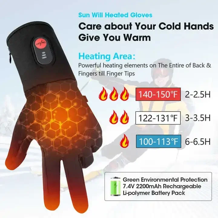 Winter Touch Screen Skiing Heated Gloves Golf Cycling Other Sports Battery Heated Gloves