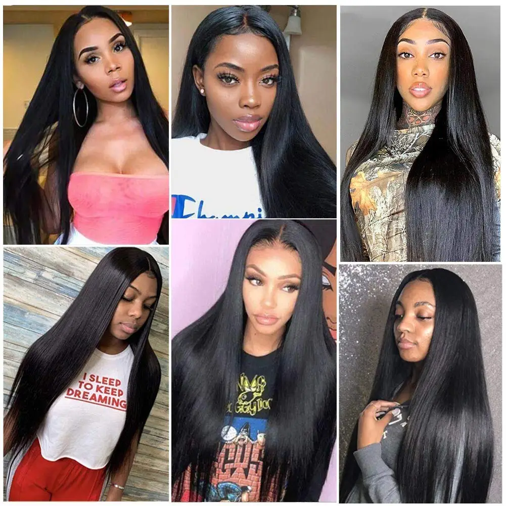 2x6 Transparent Lace Closure Wig Bone Straight Human Hair Wig For Women Put And Go Brazilian Remy Hair Wigs 12-22In