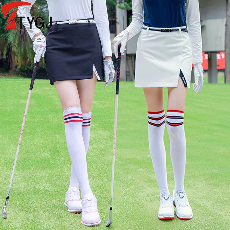 TTYGJ Golf Apparel Women's Outdoor Leisure Sports Skirt Ladies High Waist Pencil Golf Skorts Autumn Split Pantskirts with Short