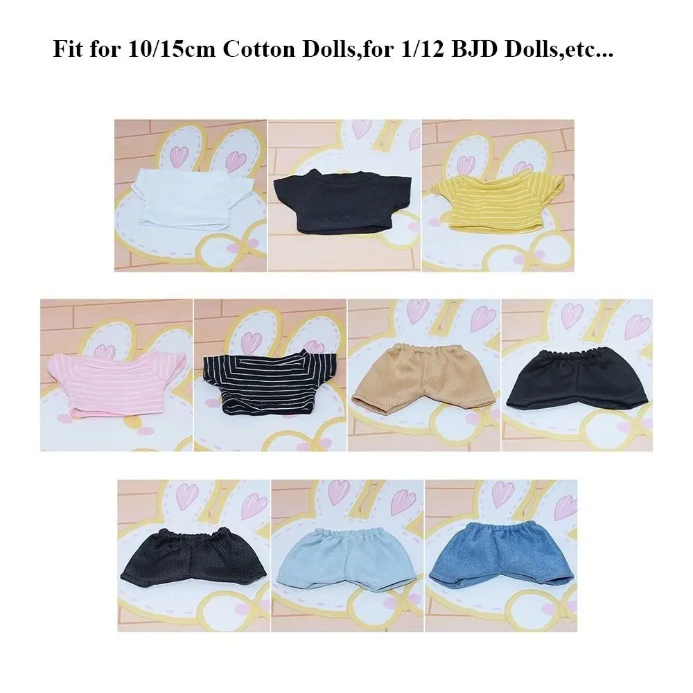 New Fashion Cotton Doll Clothes Cute Multistyles T-shirt Clothes Mini Doll Jeans Pants 10/15cm Cotton Doll/1/12 BJD Dolls