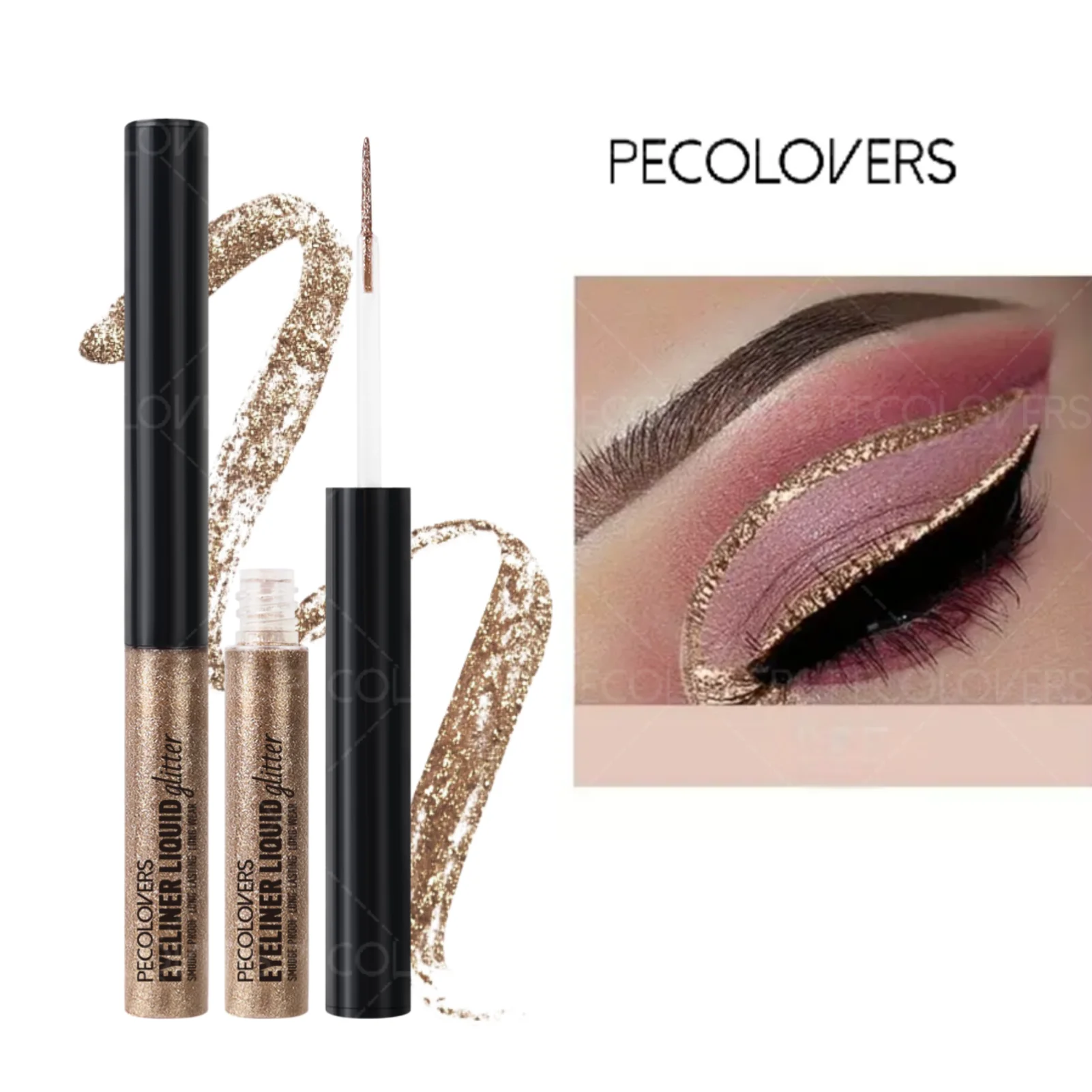 1PC 2-in-1 Liquid Eyeliner & Eyeshadow - Waterproof Long-Lasting, Glitter Highlight Eye Makeup
