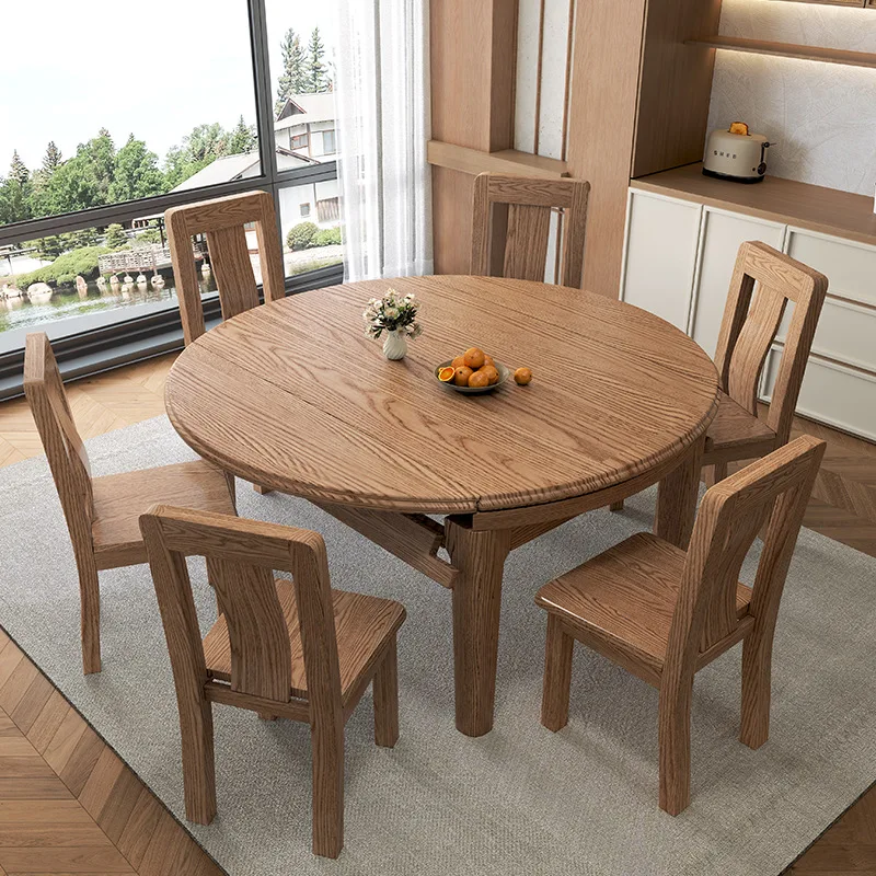 White ash wood solid wood extendable square and square two-round dining tables for small units