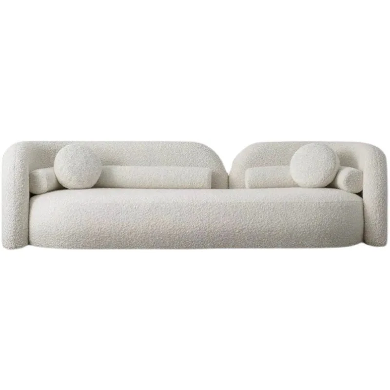 Nordic light luxury sofa modern simple small apartment living room creative designer lamb wool three cream style sofa