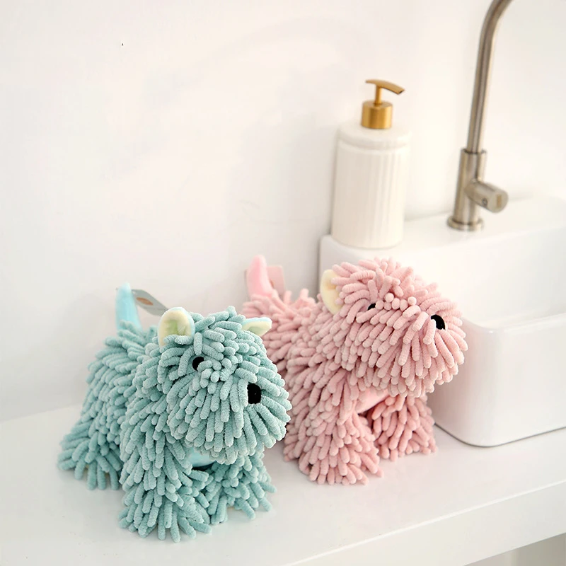 Cartoon Dog Chenille Hand-Wiping Doll Kitchen And Bathroom Multifunctional Cartoon Animal Creative Hand-Wiping Towel Plush Toy