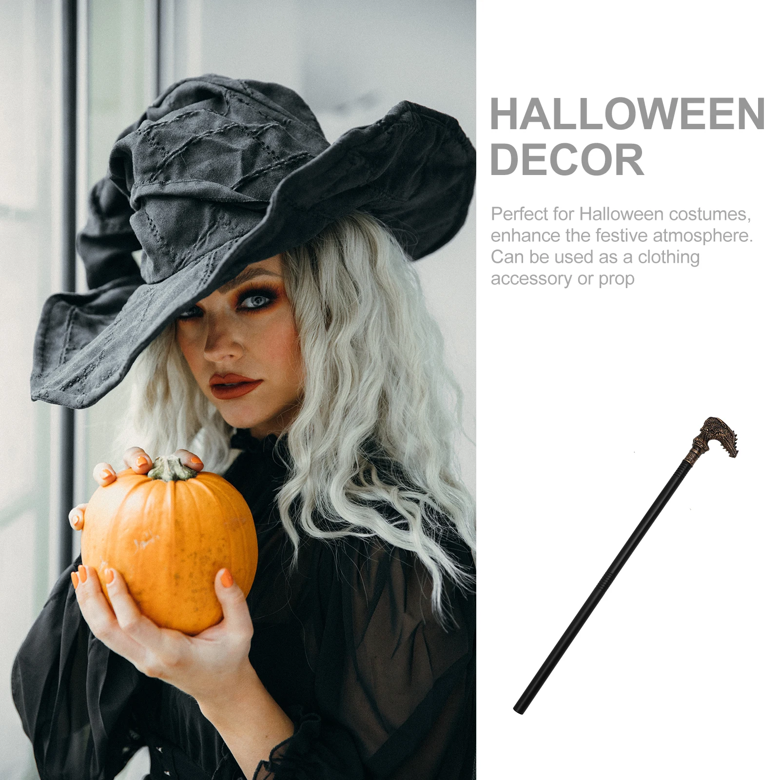 

Dragon Head Scepter Ornament Halloween Crutch Prop Cane Punk Style Lightweight Plastic Festive Atmosphere Party Cosplay
