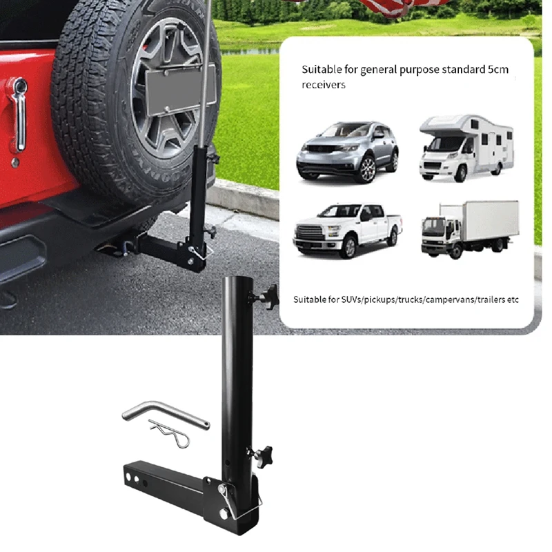 Trailer Hitch Mount Adjustable Flag Pole Holder,For Vehicle With Hitch Receiver,For SUV RV Pickup Car Truck Trailer