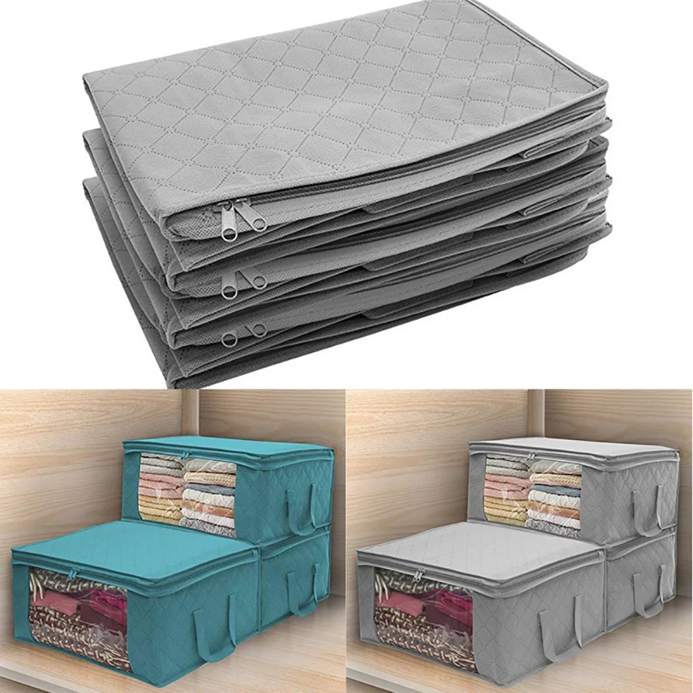 Large Capacity Non-Woven Clothes Quilt Storage Bag Dust Proof Sweater Blanket Organizer Box Foldable Sorting Pouche Home Storage