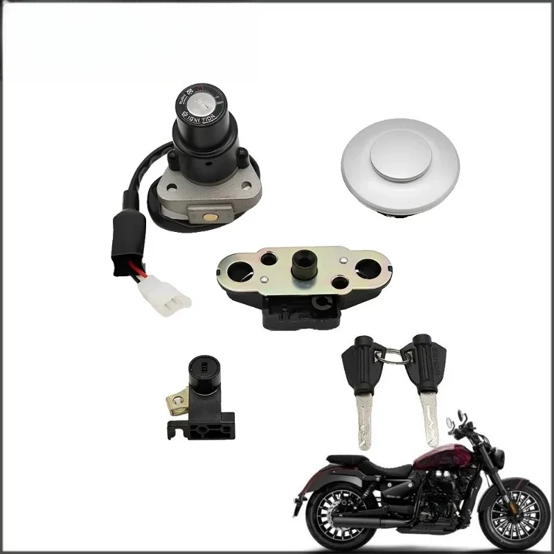 Motorcycle Full Cover Lock Electric Door Lock Fuel Tank Cap Cushion Lock Suitable for Benda Gray Stone 250 BD250-16A