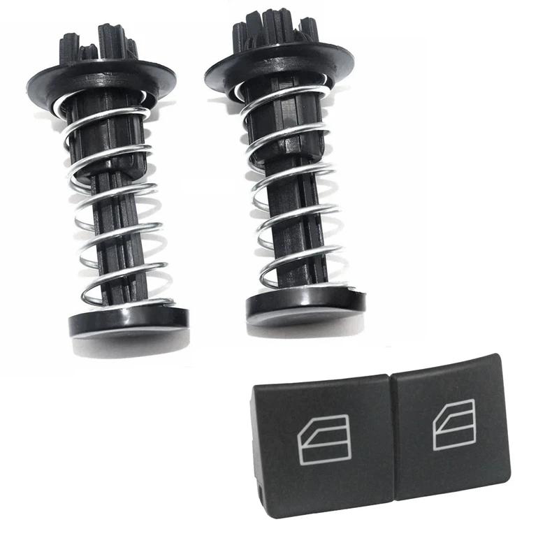 2 Set Car Accessories: 1 Set Hood Catch Spring 2048800127 & 1 Set Front Left+Right Window Switch Repair Button Caps