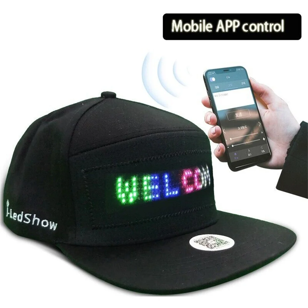 

Baseball Cap Men Women USB Rechargeable Bluetooth APP Programmable LED Scrolling Message Display Board Hip Hop Street Snapback