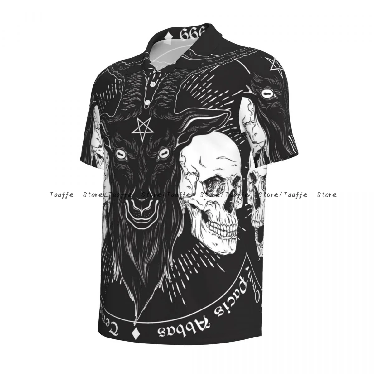 Men's Polo Shirt Baphomet Demon Goat Head Business Casual Lapel Short Sleeve T-shirt top