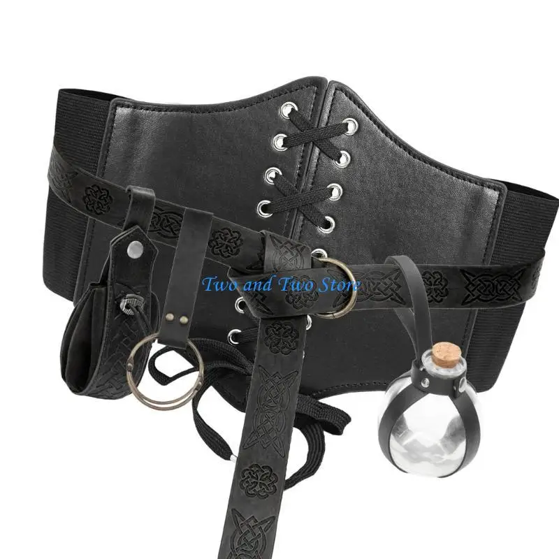 

HX6F Artistic Youth Belt Adjustable Leather Waist Belts Stretchy Thin Waist for Dramatic Waist Shaping and Costume Wear