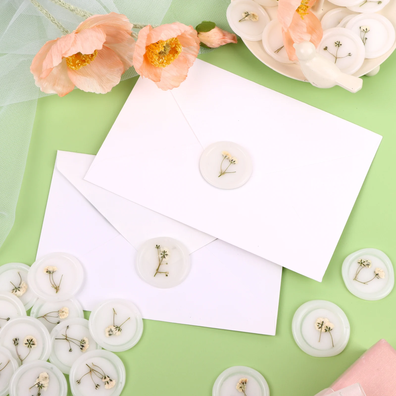 60 Pcs adesivi autoadesivi con sigillo di cera per buste di nozze bastoncini di sigillo di cera floreale a secco per l'alito del bambino adesivo con sigillo di cera per matrimoni B