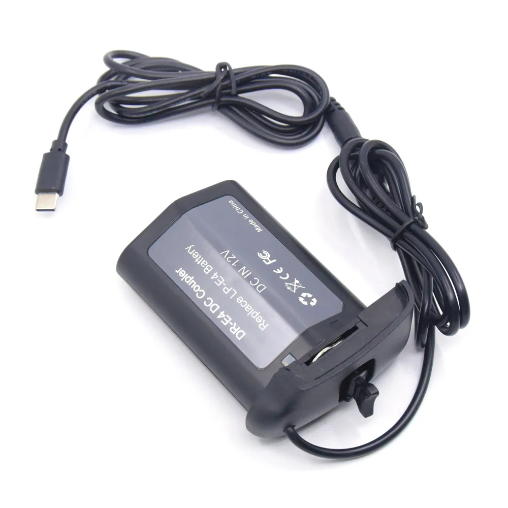 Acoplador de CC DR-E4/E19, batería falsa + USB tipo C PD, Cable de Banco de energía de 12V para Canon EOS, 1D, C, 1D, X, 1D, Mark III, IV, 1Ds, Mark III