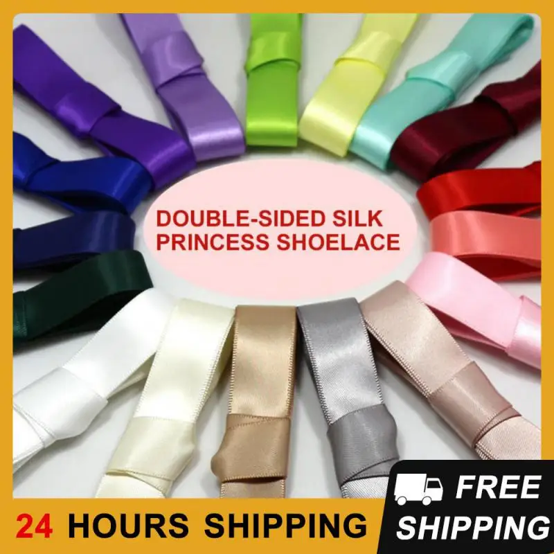 1 Pair 80/100/120/140cm Silk Shoelace Double-sided Flat Silk Ribbon Satin Lace Casual Sneaker Sport Shoelaces Women Shoe Strings