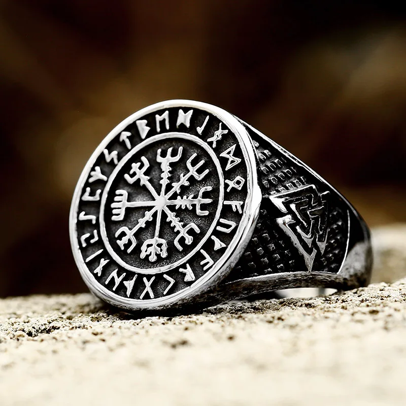 Steel Soldier High Quality Nordic Vintage Wolf Arrow Celtic Knot Symbol Amulet Jewelry Antique Punk Stainless Steel Ring For Men