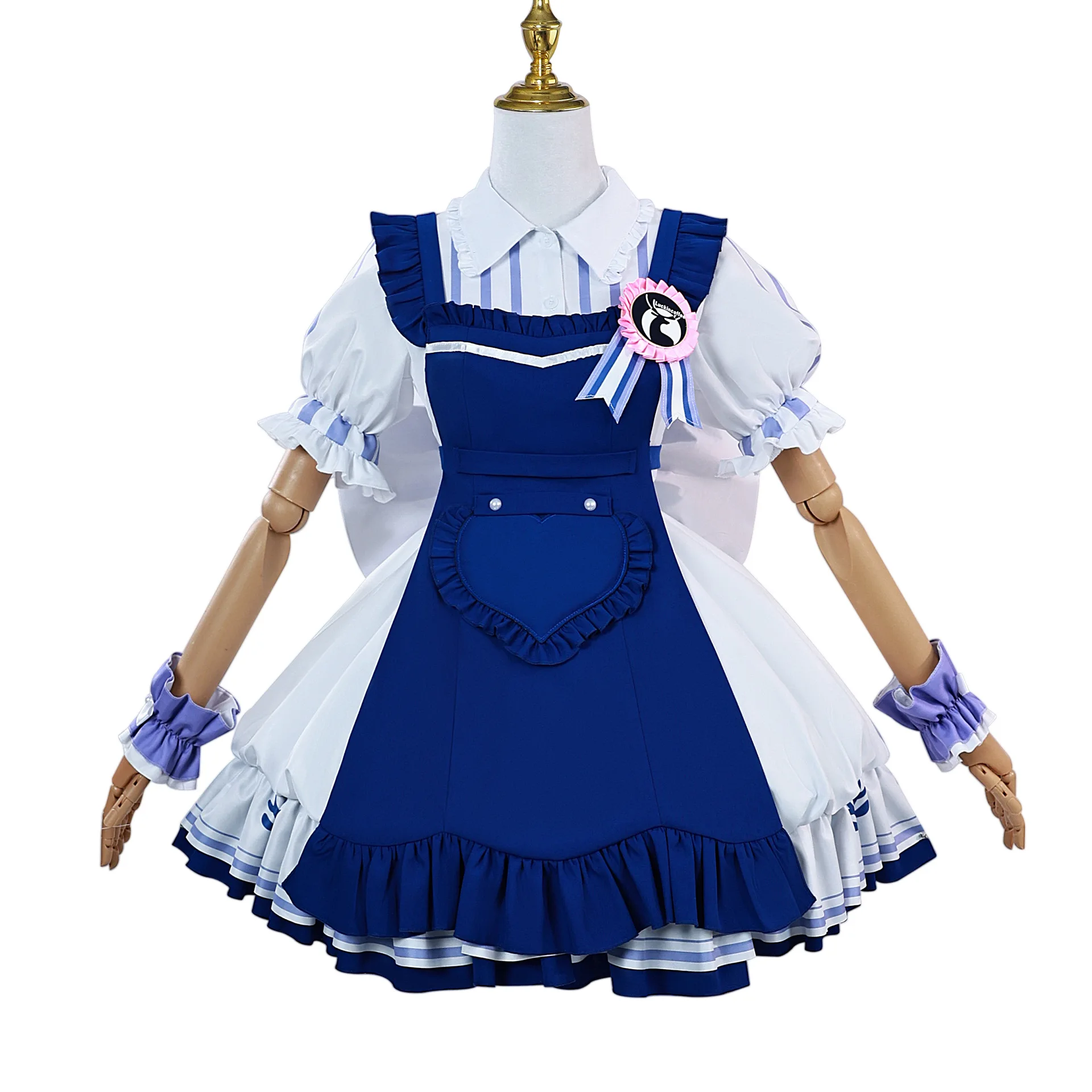 Genshin Impact Sigewinne Cosplay Costume Coffee Maid Apron Dress Lolita Uniform Headwear Wig Accessories Full Set Adult Women