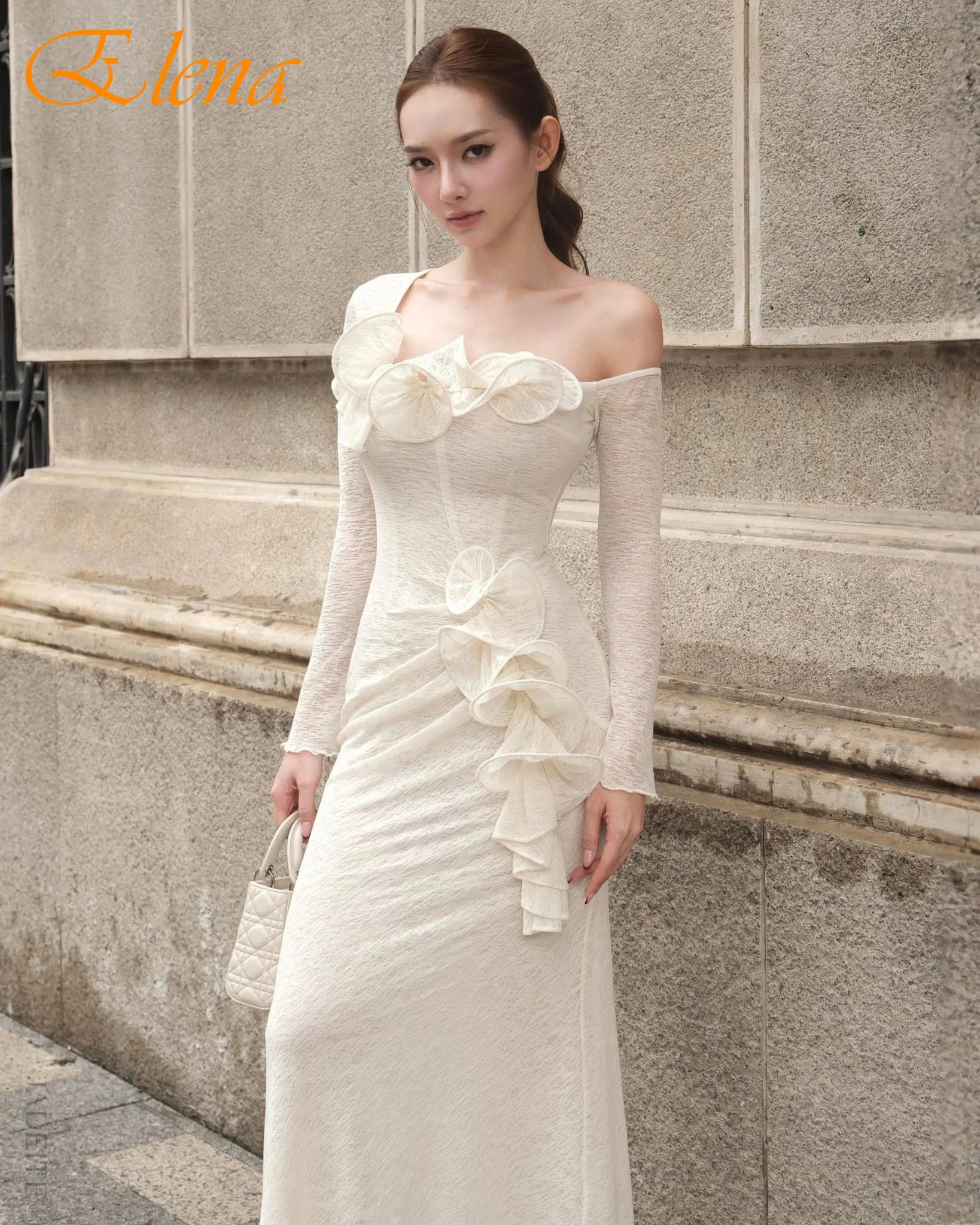 تخصيص مستقيم مغرفة طويلة الأكمام فستان سهرة أنيق دقيق مخصص فساتين المناسبات مزاجه فستان حفلة موسيقية كلاسيكي #2