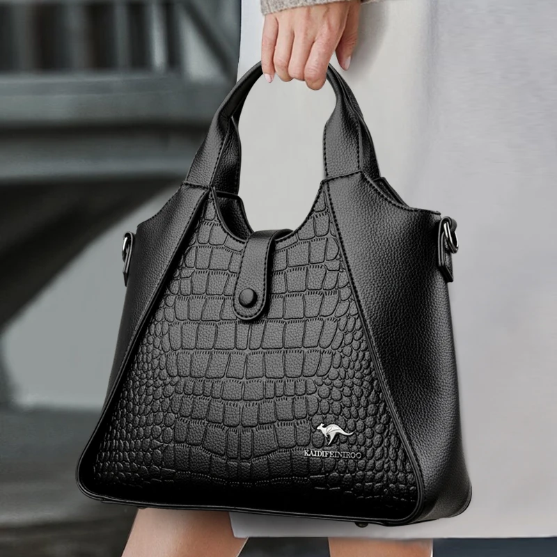 2024 nowy trend w modzie torebka damska wysokiej jakości miękka skóra damska na ramię Bolsas jednokolorowe Retro kobiece torby z grubej bawełny Sac