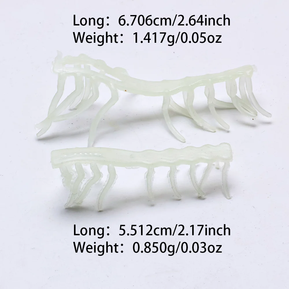 10 pcs noctilucent wooden shrimp accessories, soft rubber luminous shrimp feet, white with green luminous effect, simulated feet view 3