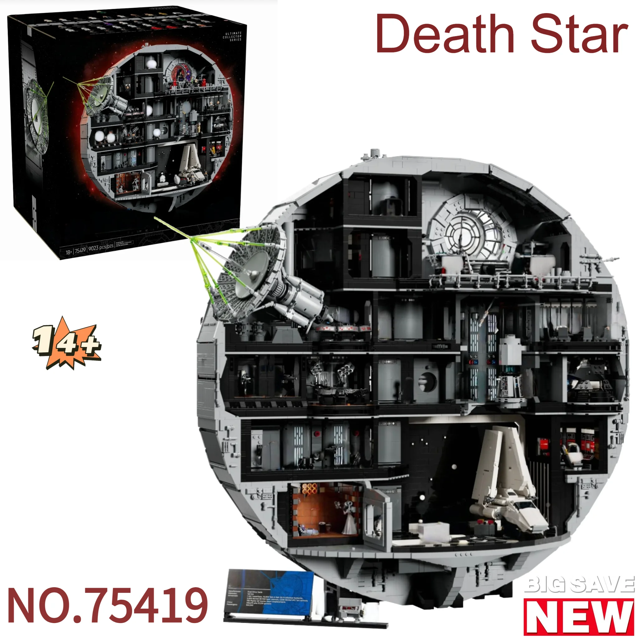 Nouveau 2025 – Modèle de blocs de construction UCS Moc Star Interstellar Conflict Ultimate Death Star 75419 de 9023 pièces – Cadeau d'anniversaire