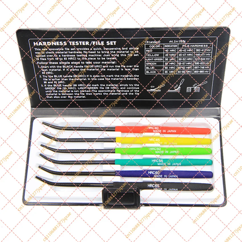 6PCS Handheld Hardness Tester File Set, HRC 40-65 Metal Hardness Check Files