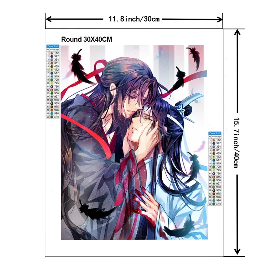 Mo Dao Zu Shi Chinese Anime 5d Diamond Painting Art Chen Qing Ling Wei Wu Xian Lan Zhan Cartoon Cross Stitch Mosaic Home Decor