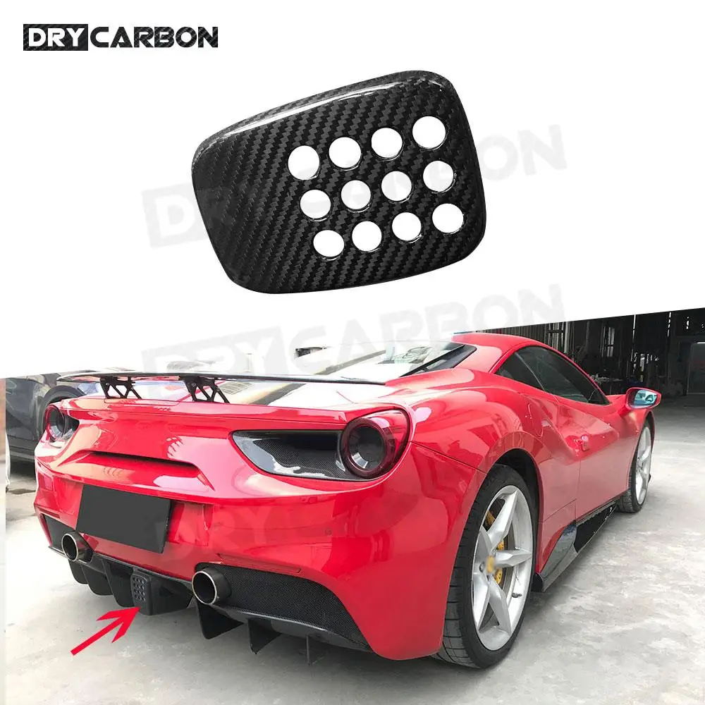 

1Pc Dry Carbon Fiber Car Rear Bumper Diffuser Decoration Cover With Camera Hole Case for Ferrari 488 N Style 2015-2018