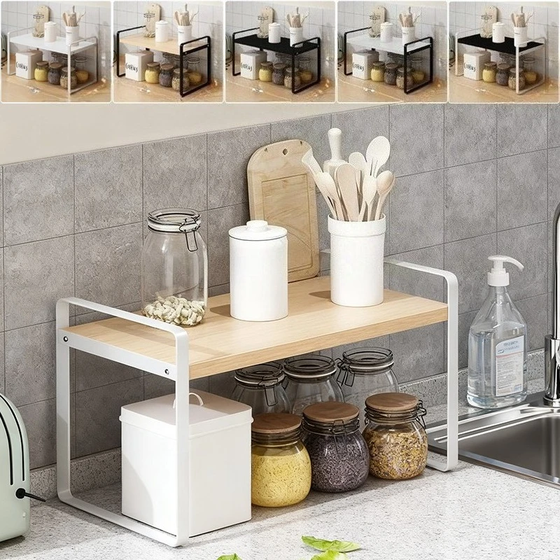 New Nordic Style Multi-level Kitchen Cabinet Storage Rack Stackable Countertop Organizer Durable Spice Organization Home Decor