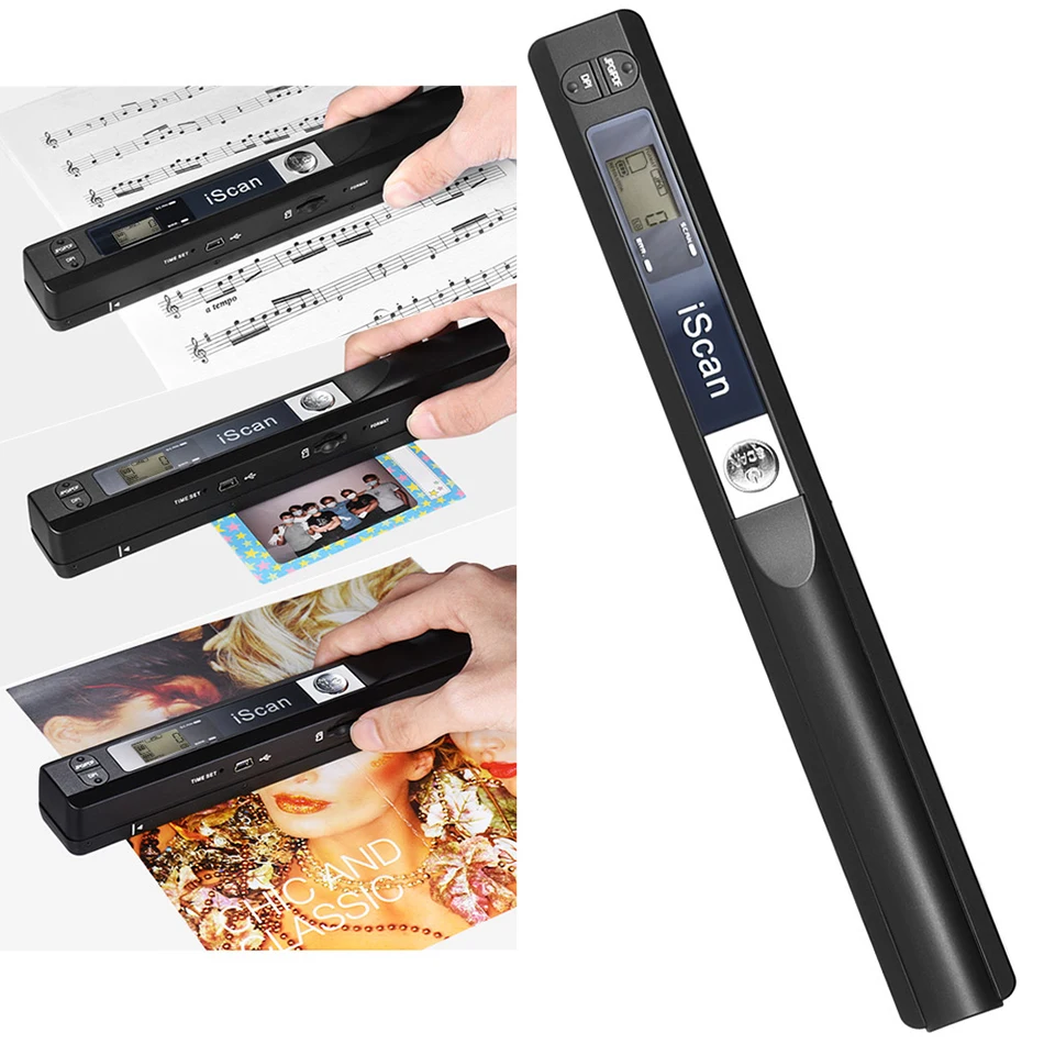 iScan Portable Scan with TF Card Handheld Mobile Document Mini Scanner 900DPI Type-c LCD Display for JPG/PDF A4 Book Format