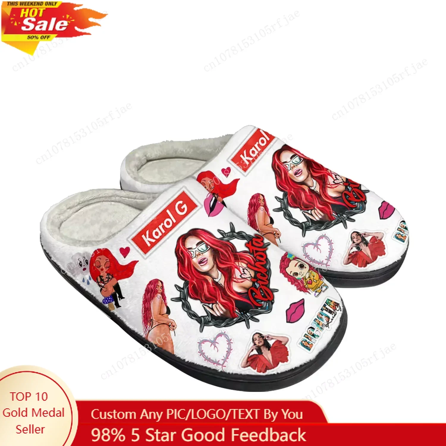 

Karol G Bichota Home Cotton Slippers Mens Womens Thermal Indoor Slipper Customized DIY Shoe Plush Bedroom Casual Keep Warm Shoes